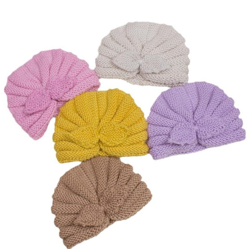 Autumn and winter new children's wool rabbit ear hat, baby solid color knitted wool hat, baby hat