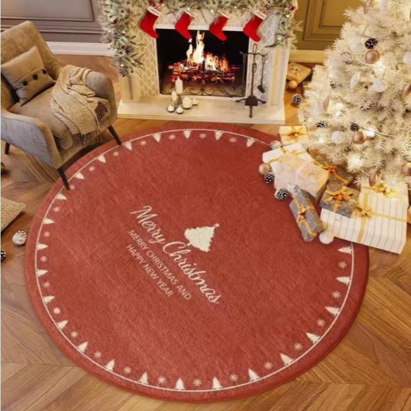 Christmas Circular Carpet Floor Mat Study Chair Holiday Scene Decoration Carpet New Year Atmosphere Carpets Home Decoration