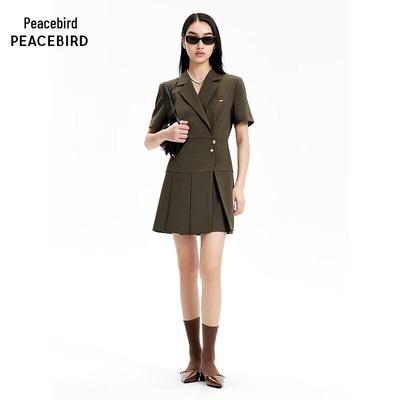 PEACEBIRD Damen Herbst Professionelles Kurzarm Anzugkleid