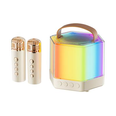 Karaoke Machine Mini Wireless Microphone and Speaker Set with 2 Microphone RGB Color Light Handheld