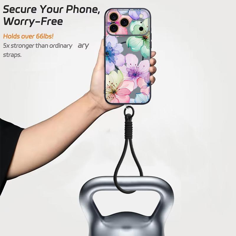 Watercolor Flowers Print Hand Strap Case For iPhone 17 Pro Max iPhone 16 15 14 13 Pro Max Magnetic For Magsafe Hybrid TPU+PC Matte Cover