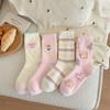 Pink Australian Wool Women's Mid-Calf Socks - Cute Japanese Cartoon, Warm and Fluffy for Autumn/Winter.