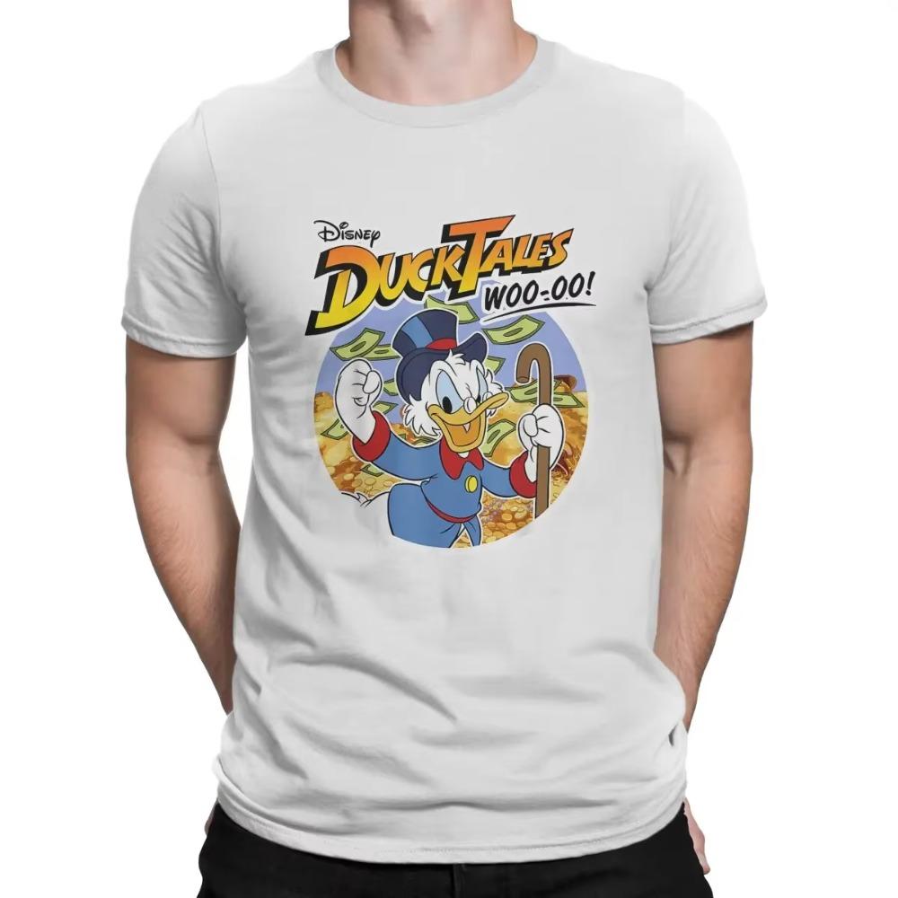 Ducktales Wooo T-Shirt For Men Donald Duck Cartoon Novelty Cotton Tee Shirt Round Collar Short Sleeve T Shirt S-4xl Tops