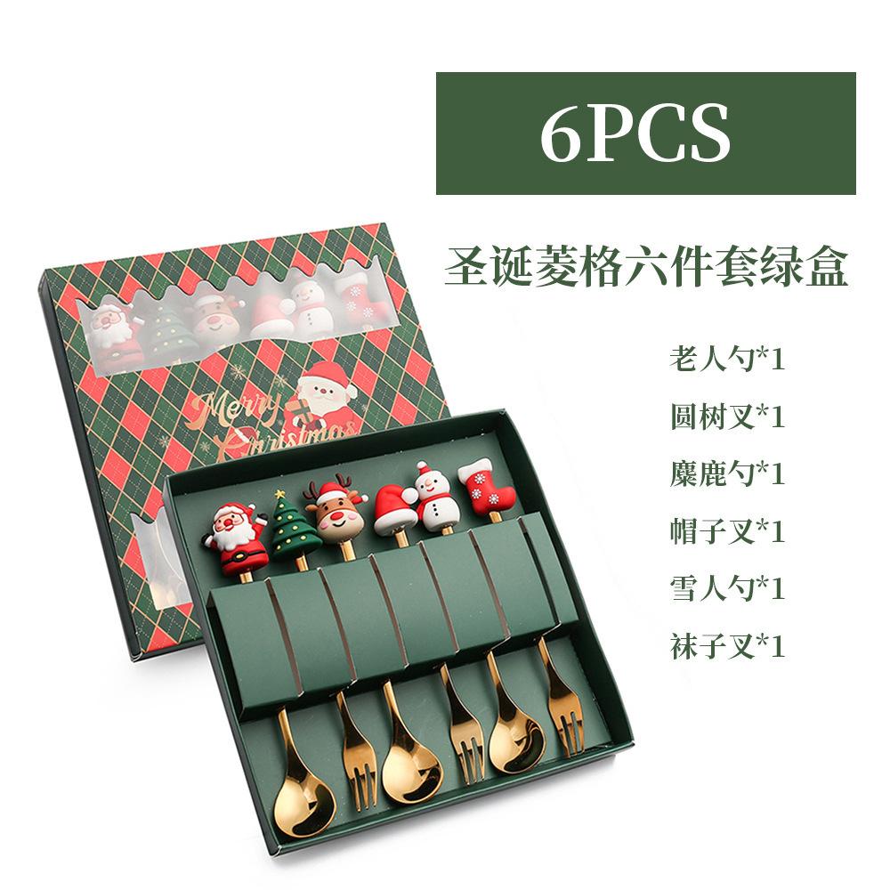4pcs/6pcs Christmas Doll Stainless Steel Spoon Set Detachable Easy To Clean for Dessert Gift Dining Table Decoration