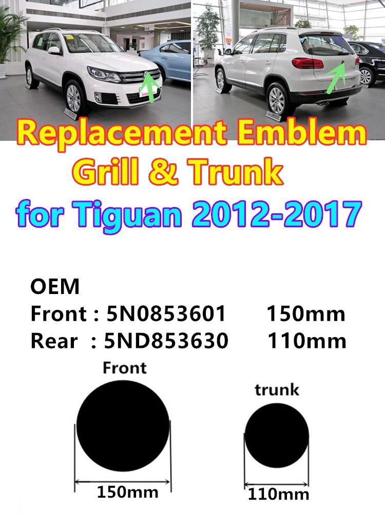 VW 2pcs 3D ABS Car Front Logo Grille Badge Trunk Badge Car Replacement Accessories for vw Tiguan 5N0853601 5ND853630 2012-2017