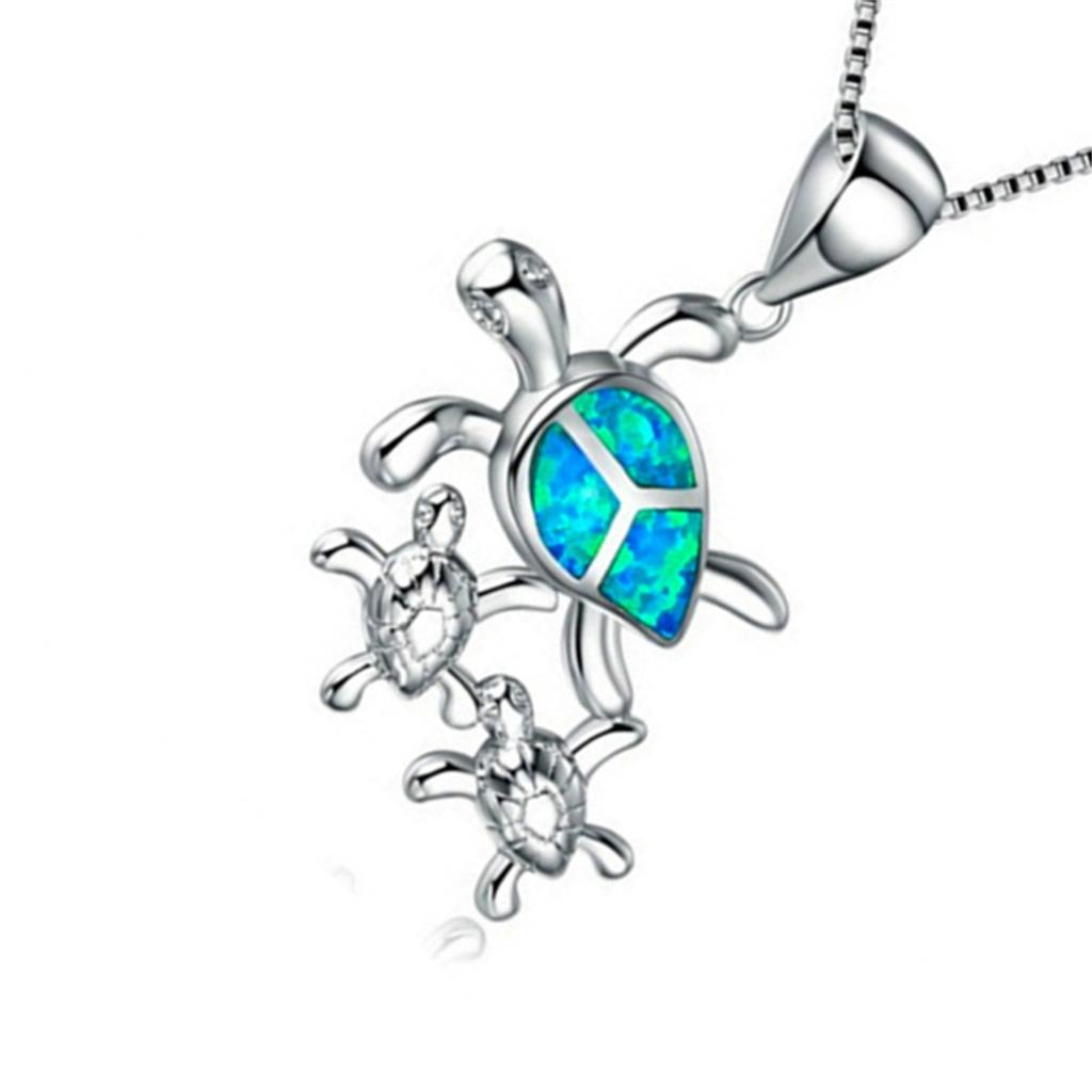 Opal Cute Exquisite Opal Turtle Necklace Earrings Three-piece Accessories