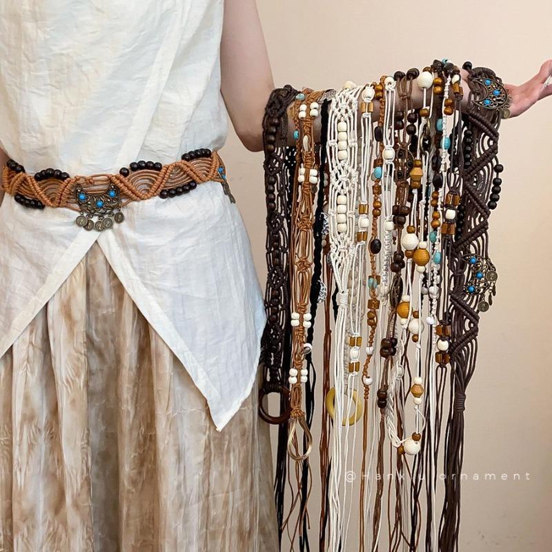 Bohemian Ethnic Style Wooden Beads Irregular Square Wooden Beads Waist Chain Fashion Belt Fashion Design Jewelry Women