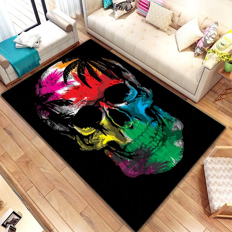 Vintage prydnadsskallar Rosmönster matta för mattor i vardagsrummet Camping Stranger Things Picknickmatta Anti-halk E-sportmatta