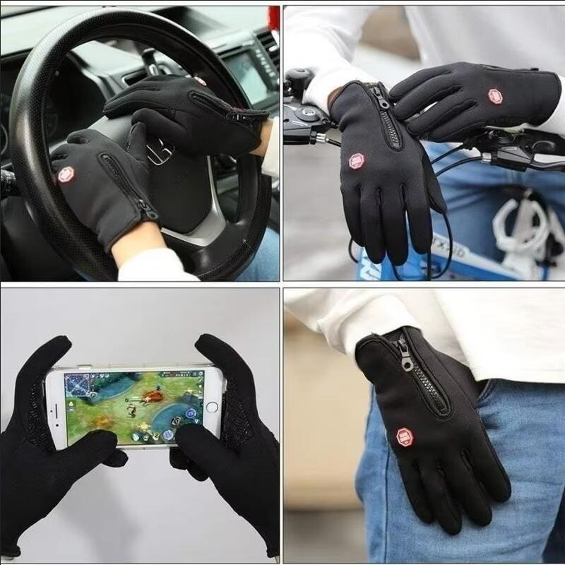 Winterhandschuhe für Herren, wasserdicht, winddicht, kalte Handschuhe, Snowboard, Motorradfahren, warm, Touchscreen-Reißverschlusshandschuh