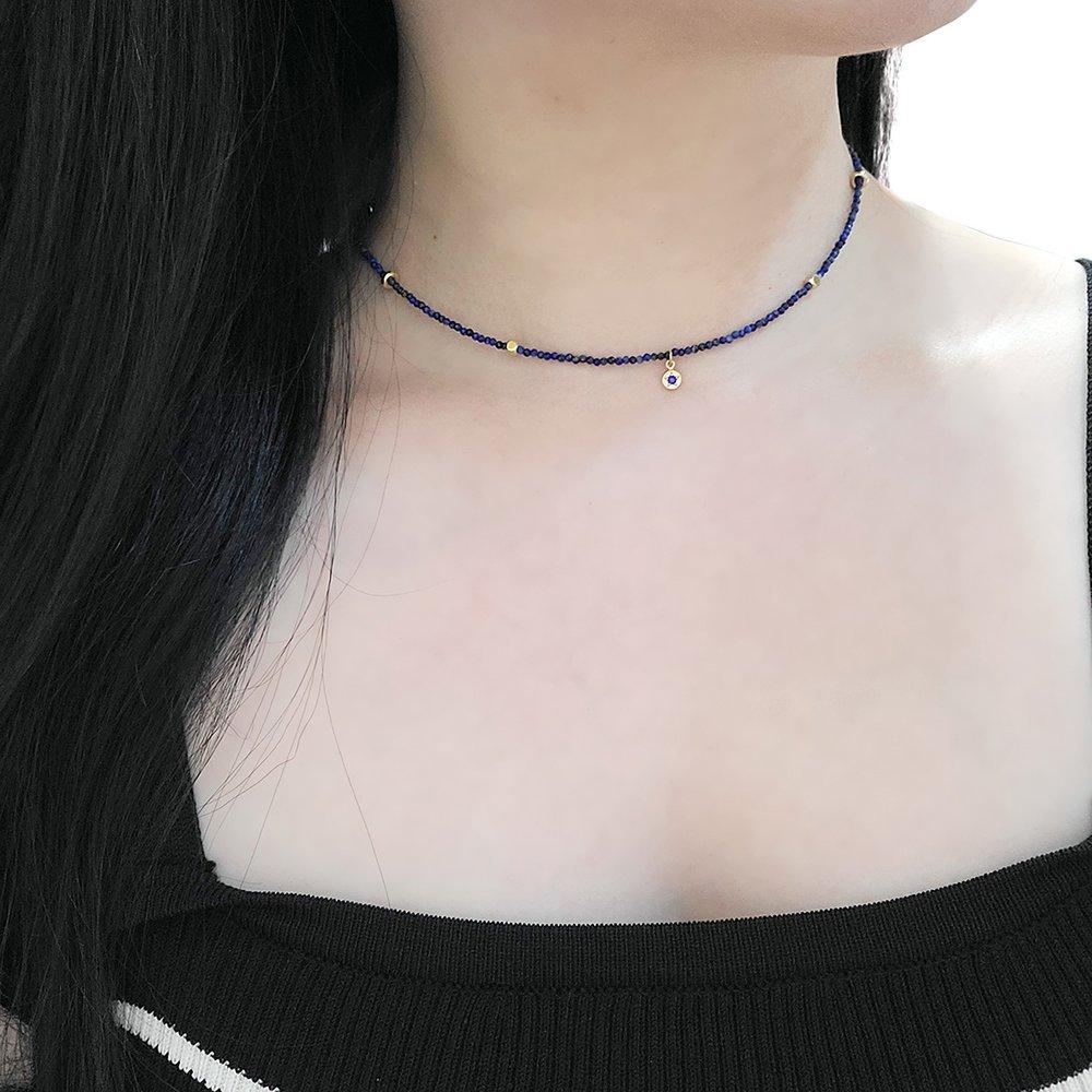 Slim Raw Lapis Lazuli Necklace