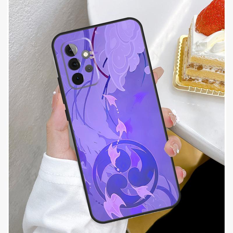 Pouzdro Genshin Impact Raiden Shogun Funda pro Samsung Galaxy A52 A32 A12 A14 A34 A54 A51 A71 A53 A33 A13 A15 A25 A35 A55