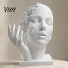Modern Plastic Abstract Decor Broken Face Art Sculpture, Nordic Minimalist Statue, Deconstructive Collection 3D Printed Ornament for Living Room Study