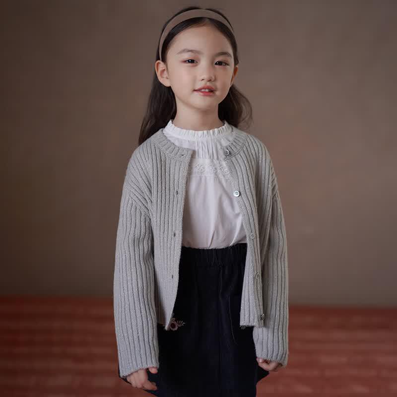 Hacikis Girls' French Style Cotton Long-Sleeve Top