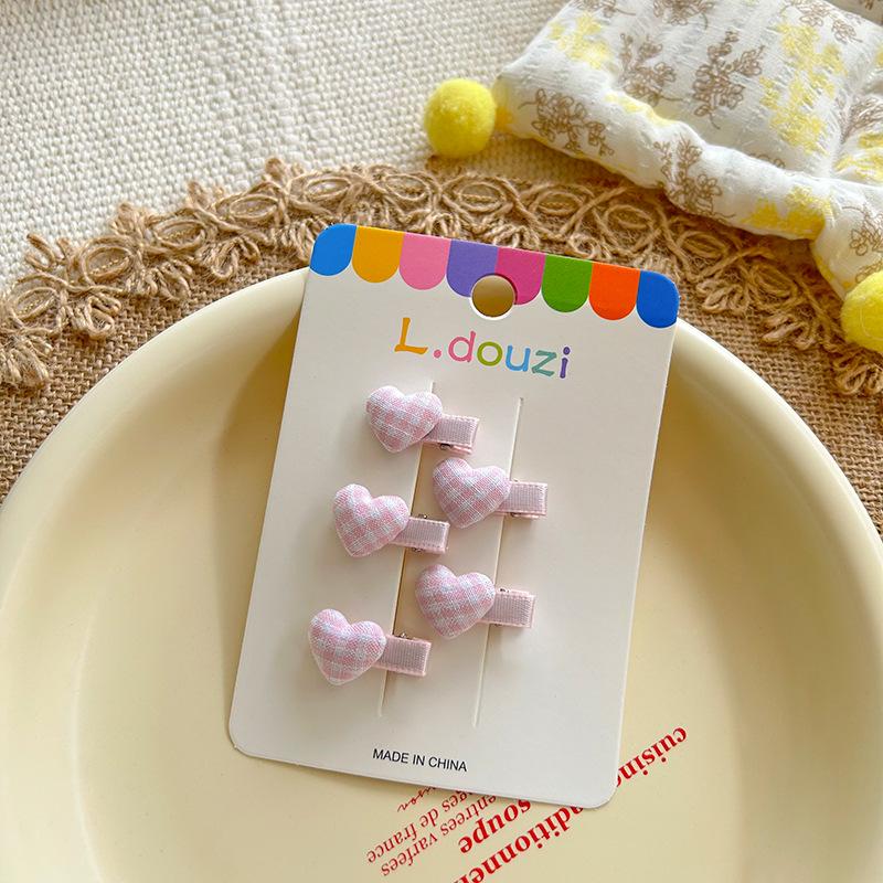 Korean Cute Heart Plaid Candy Color Mini Hair Clip for Kids