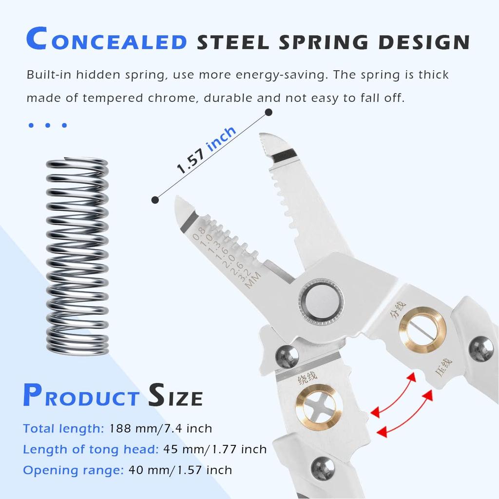LiTuiLi 7 In 1 Wire Stripper Iron Copper Wire Cutter Cable Cutter Clamper Splitting Wire Crimping Pliers