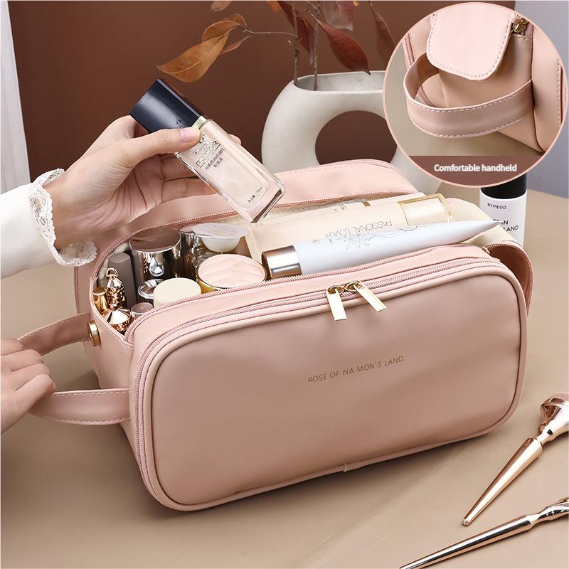 Double Zipper Waterproof Makeup Bag Large Capacity Toiletry Organizer Travel Cosmetic Pouch Portable for Women Men