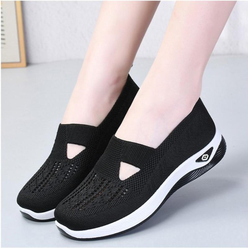 Fashion Women's Spring/Summer New Breathable and Comfortable, Mom's Single Shoes, Soft Sole, Casual Mesh Hollow Women's Shoes