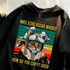 Mens Cats Printed T-Shirt Top Casual Loose 100% Cotton Retro Clothes Unisex Summer O-Neck Short Sleeve Tunics
