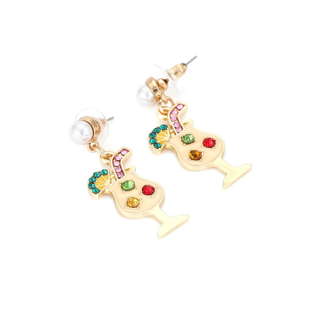 Европейский и американский трансграничный модный темперамент креативная индивидуальность дизайн коктейльная чашка сплав бриллиантовые серьги