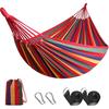Bawełniany hamak ogrodowy Wygodny hamak materiałowy z paskami na drzewie do zawieszenia Trwały hamak Przenośny hamak o wadze do 450 funtów z torbą podróżną
