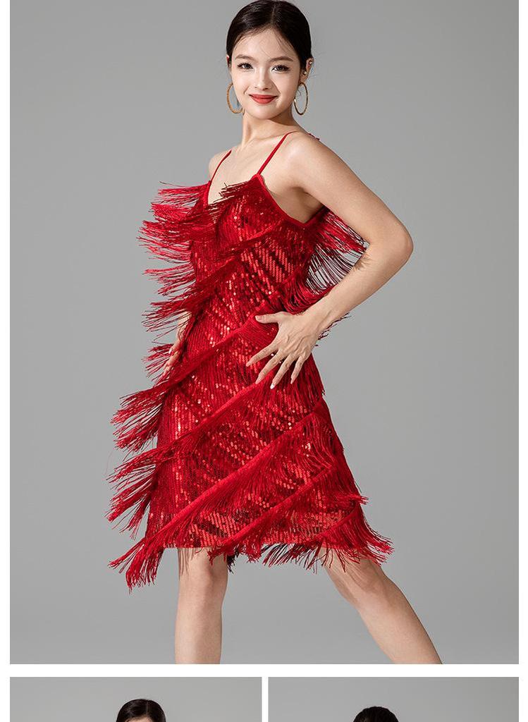 High-End Women's Latin Dance Tassel Dress - Sexy Adult Performance and Competition Costume