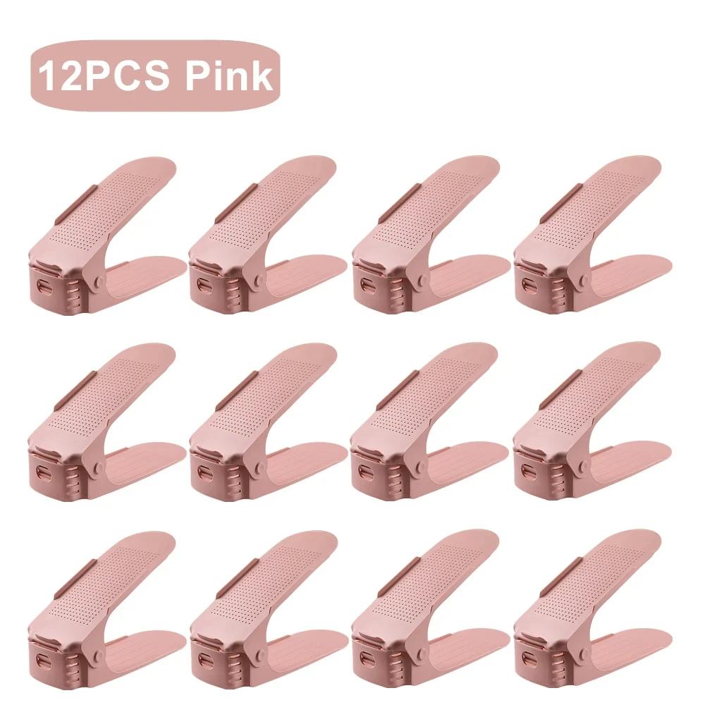 12Pcs Adjustable Shoe Organizer Shoe Support Rack, Space Saving Shoe-Shelf for Closet, Shoe Organizer Shoe Rack for Cabinet