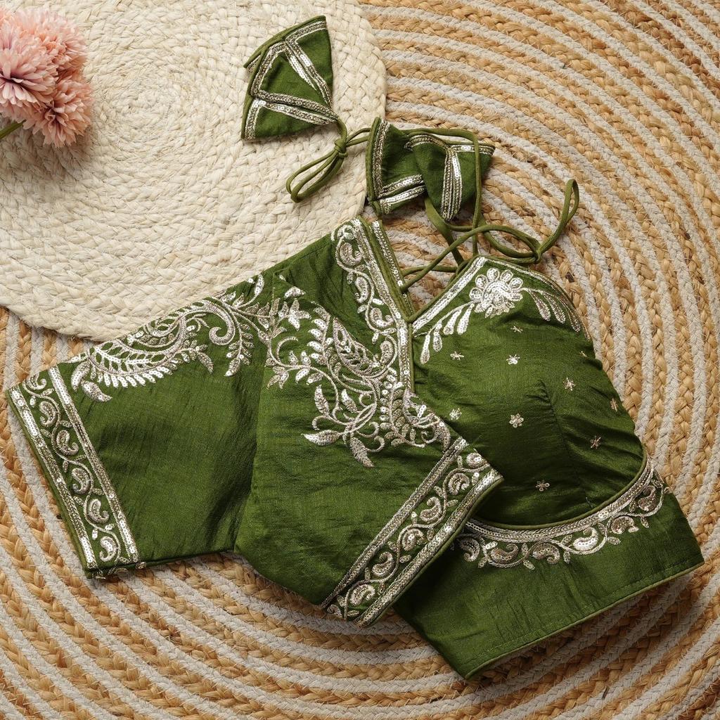 Designer Embroidery Silk Blouse Indian Bollywood Wedding Wear Readymade Choli