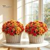 Reusable Floral Decorations for Indoor Artificial Mums Flowers Outdoor, UV Resistant Fake Fall Chrysanthemums Realistic Silk Wedding Marigold