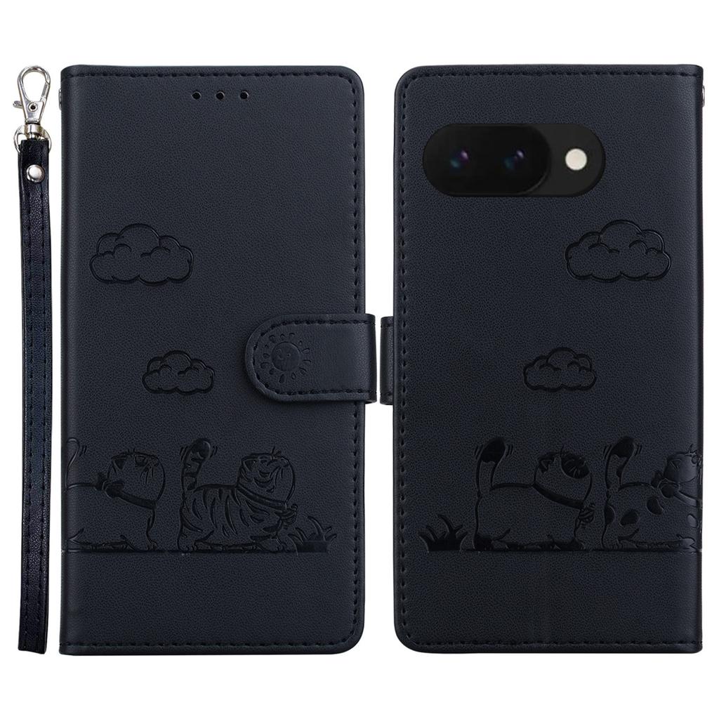 For Google Pixel 9a Case RFID Blocking Kitten Pattern TPU+PU Leather Phone Cover