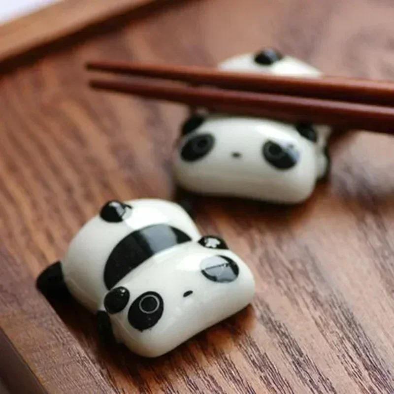 New Household Tools Cute Panda Chopstick Rack Kitchen Table Ceramic Ware Porcelain Spoon Fork Chopsticks Holder Decoration Tools