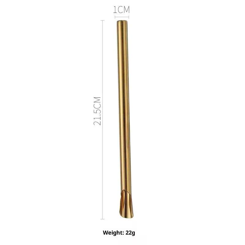 Reusable 304 Stainless Steel Straw Pearl Milkshake Bubble Tea Straw Stirring Smoothie Spoon Shaped Straw