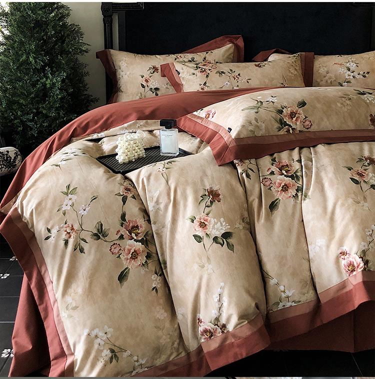 High end cotton light luxury retro thick warm brushed four piece set - Zhijin