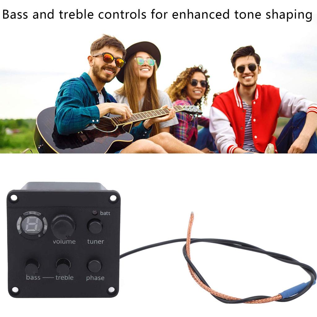 Ongwan Acoustic Guitar Pickup with Onboard Preamp and Equalizer Attaches To Soundhole of Instrument EQ,