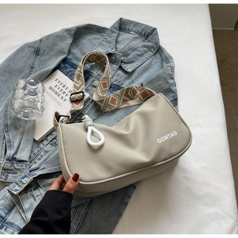 Canvas Bag Women's New Spring and Summer Versatile Dumpling Bag Leisure Sports Broadband Shoulder Messenger Bag Women's Bag