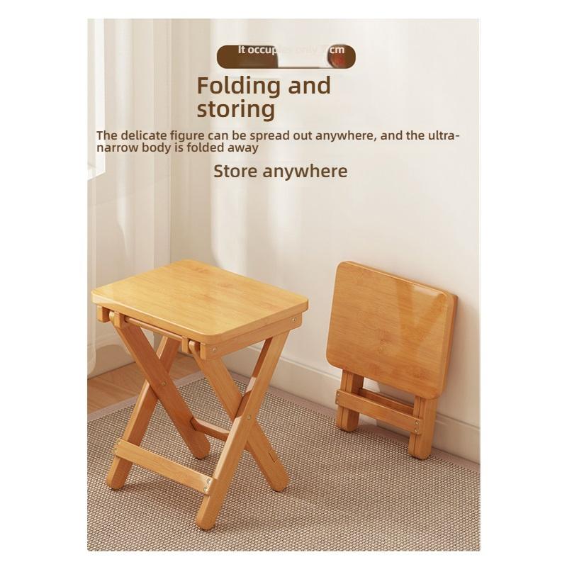 Household Foldable Horse Stool, Solid Wood Wear-resistant Low Stool, Comfortable Sitting Bench for Indoor Use
