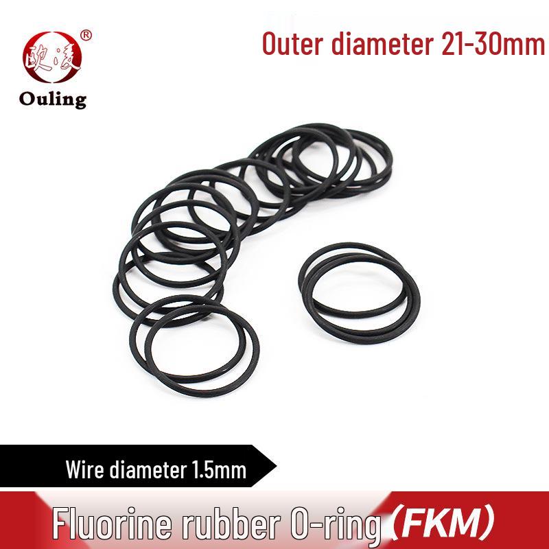 Black Fluororubber O-ring, OD 21-30mm x 1.5mm, Pressure Resistant OD 21mm (5 pcs) Black Fluororubber O-ring