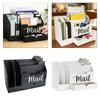 Mail Organizer Desk Organizer Countertop with 6 Slots Rustic Desktop Box Wooden Mail Holder for File Folder Pens Paper Clips