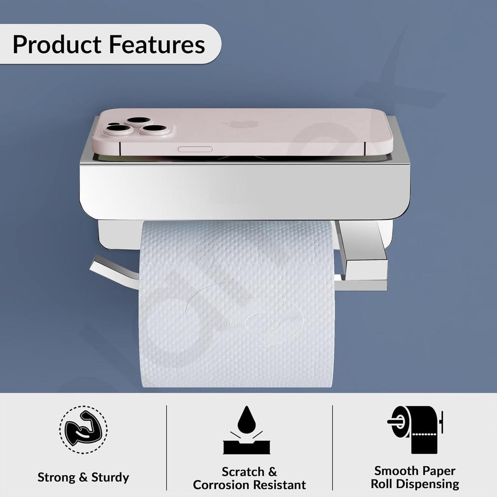 Platin Edelstahl 304 Güte Toilettenpapierhalter/Toilettenpapierrollenhalter mit Handyablage/Toilettenpapierrollenhalter Ständer