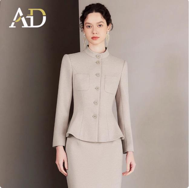 AD Winter Damen High-End Pink Wollmischung Blazer & Hosen Set - Elegantes Professionelles Outfit