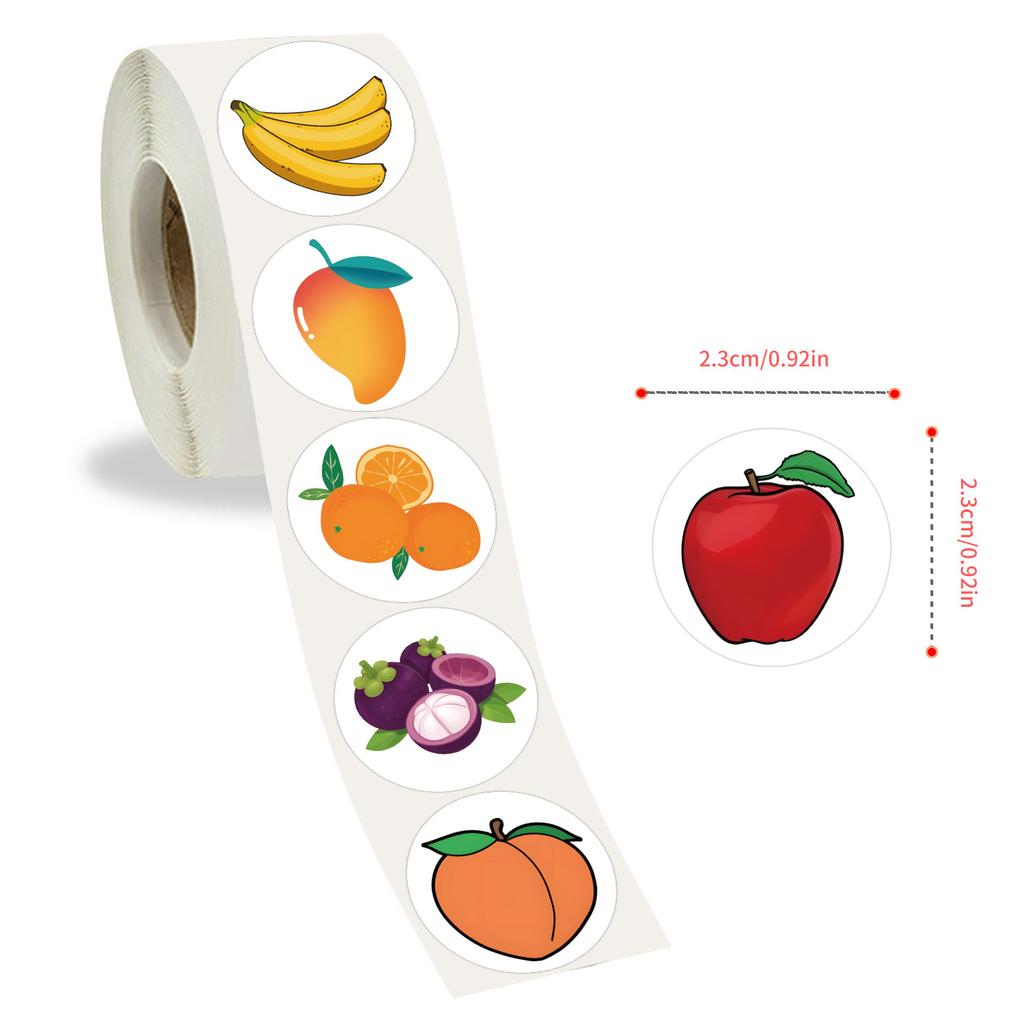 500 Stickers/roll Fruit Roll Stickers Reward Stickers Decorative Notebook Creative Handbook Roll Stickers Tape
