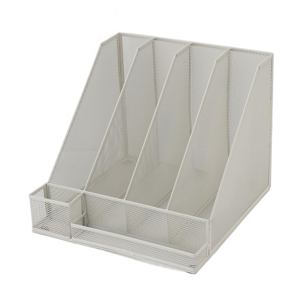 Desktop File Organizer Iron Mesh White Multi Layer Vertical File Folder Organizer for Study Office