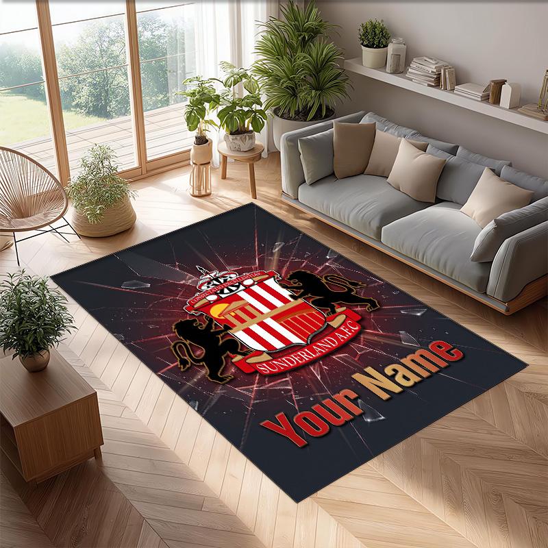 Sunderland FC Printed Crystal Velvet Rug Non‑Slip Crystal Velvet Carpet For Sofa Bedroom Indoor Home Decoration