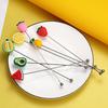 Yousheng Cocktail Stir Stick, Stainless Steel Cocktail Mixing Stick, with Durian Pineapple Strawberry Watermelon Rubber Top Decor, Drink Stirrer