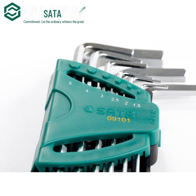 SATA 9-Piece Extra Long Metric Hex Key Set, Ball End, Stainless Steel, Flat Head