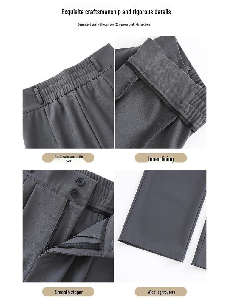 Women's High Waist Drapey Suit Pants, Petite Casual, Narrow & Wide Straight Leg Options, Spring/Autumn 2024.