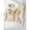 Men's Complete Set, Including Hooded Sweatshirt, Men's Two Piece Hooded Sweatshirt and Pants, Cool Printed Pattern