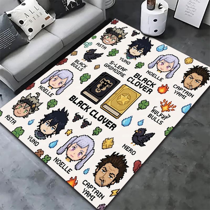 Dywan Black Clover do salonu, sypialni, dekoracja sofy domowej, mata podłogowa antypoślizgowa dla dzieci