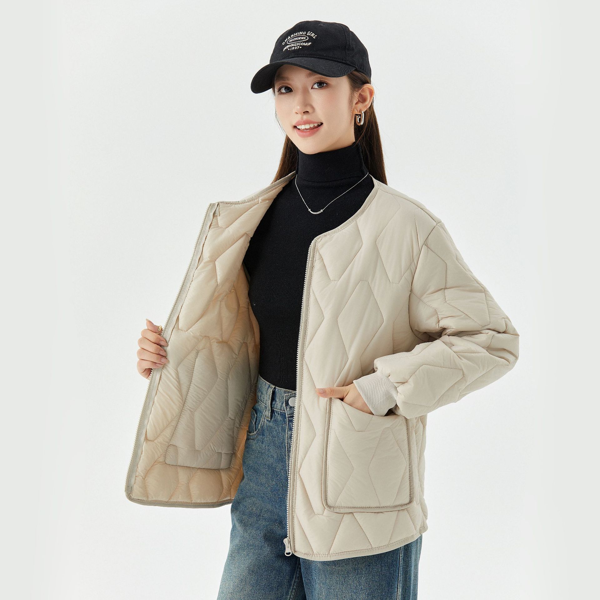 

Fashionable Warmth and Comfort Fat Plus Thickened and Padded Zipper Warm Long-sleeved Cotton Jacket Women s Models Cotton Clothing Top 2535 M