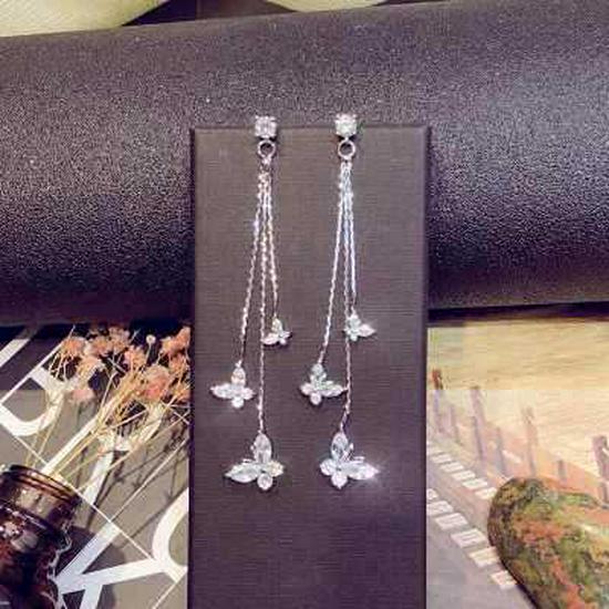 Korean Style Asymmetrical Pearl Tassel Earrings with S925 Silver Needle