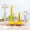 DIY Aesthetic Ribbed Pillar Candle Mold for Making Wedding Tall Striped Taper Soy Wax Sculptural Column Acrylic Plastic Mould